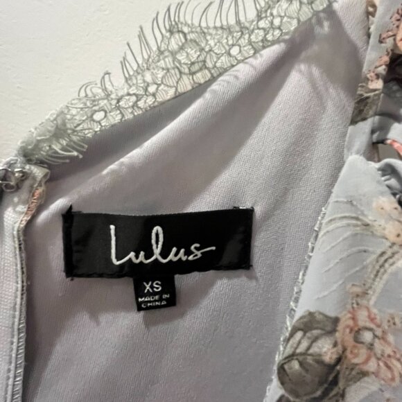 Lulus Gray Floral Print Mini Dress Off-Shoulder Size XS - Picture 4 of 4